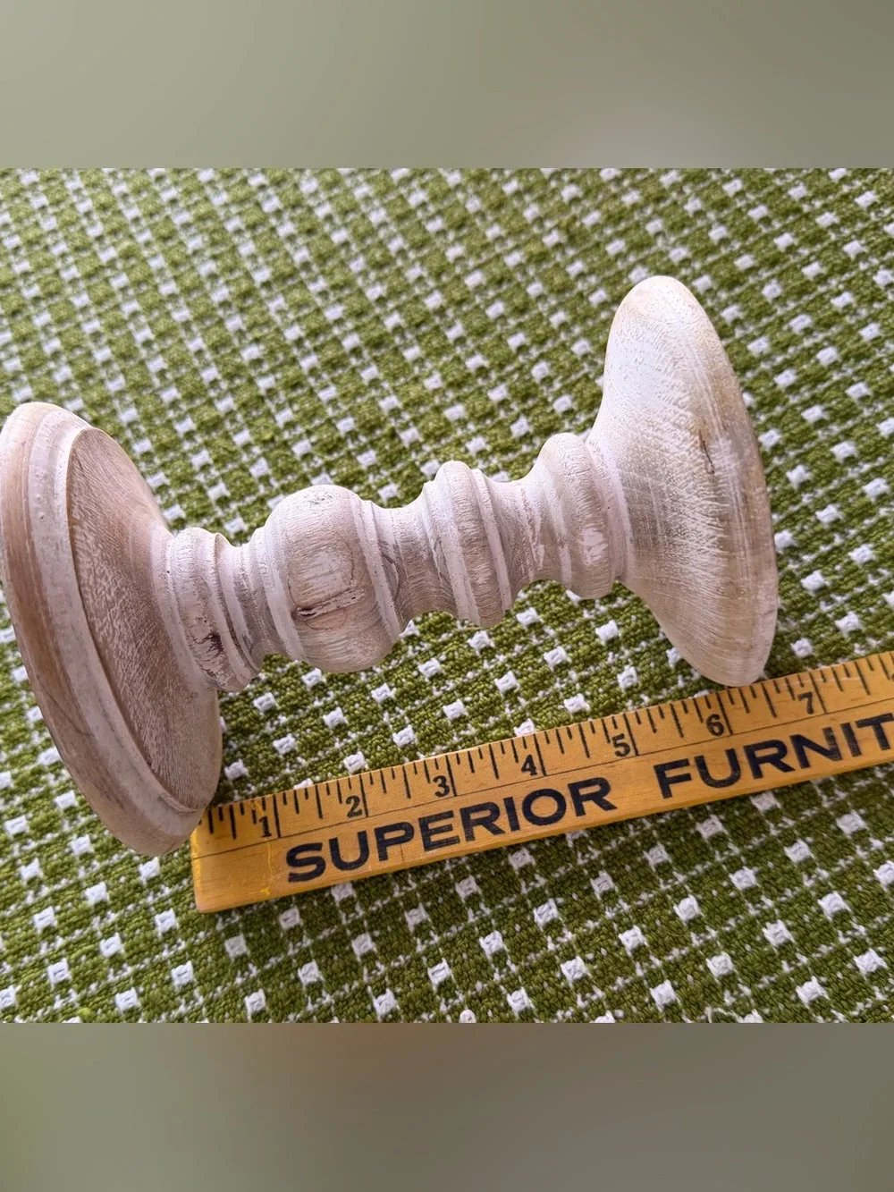 Pair of Whitewashed Wooden Pillar Candle Holders -Farmhouse 6” and 10”